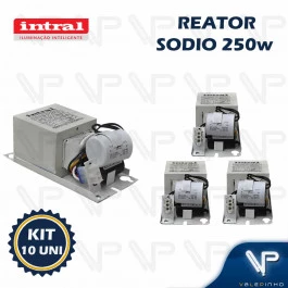 REATOR INTRAL PARA LÂMPADA VAPOR SÓDIO 250W 220V(USO INTERNO) 02410 C/CHASSI RESINADO KIT4