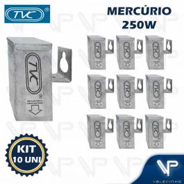 REATOR PARA LÂMPADA VAPOR MERCÚRIO 250W 220V(USO EXTERNO) KIT10