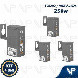REATOR PARA LÂMPADA VAPOR SÓDIO/METÁLICO   250W 220V(USO EXTERNO) KIT4