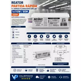 REATOR PARTIDA RÁPIDA P/LÂMPADA FLUORESCENTE 1x110W 220V