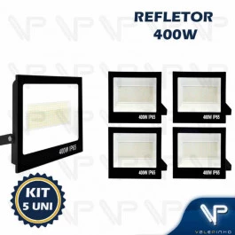 REFLETOR HOLOFOTE LED SMD   400W 6500K(BRANCO FRIO)BIVOLT IP66 ECO KIT5