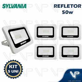 REFLETOR HOLOFOTE LED SMD   50W 3000K(BRANCO QUENTE)BIVOLT IP66 CARCAÇA BRANCA KIT5