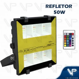 REFLETOR HOLOFOTE LED SMD RGB    50W C/CONTROLE BIVOLT IP66
