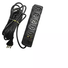 FILTRO DE LINHA  5 TOMADAS 2P+T BIVOLT C/3MT PLASTICO PRETO