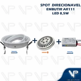 SPOT EMBUTIR REDONDO C/LAMPADA LED AR111 OSRAM 8,5W 220V 3000K(BRANCO QUENTE)DIMERIZAVEL