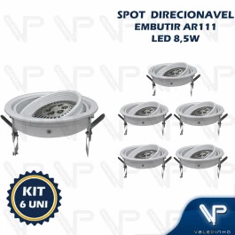 SPOT EMBUTIR REDONDO C/LAMPADA LED AR111 OSRAM 8,5W 220V 3000K(BRANCO QUENTE)DIMERIZAVEL KIT6