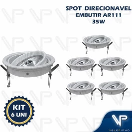 SPOT EMBUTIR REDONDO C/LÂMPADA METÁLICA AR111 35W 3000K(BRANCO QUENTE)BR KIT6