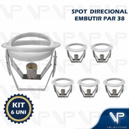 SPOT EMBUTIR REDONDO PARA LAMPADA PAR38 E27 DIRECIONAVEL BR KIT6