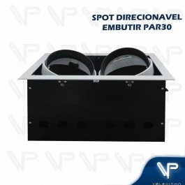 SPOT EMBUTIR RETANGULAR PARA 2 LAMPADAS PAR30 E27 DIRECIONAVEL PT