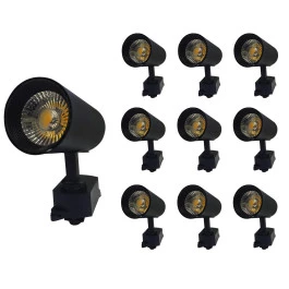 SPOT LED PARA TRILHO ELETRIFICADO 20W 24G 3000K(BRANCO QUENTE)BIVOLT PRETO KIT10