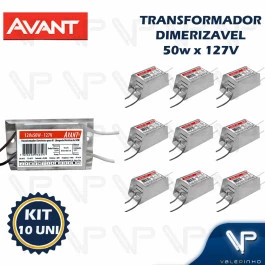 TRANSFORMADOR ELETRÔNICO DIMERIZÁVEL LÂMPADA HALÓGENA 50W 127V KIT10