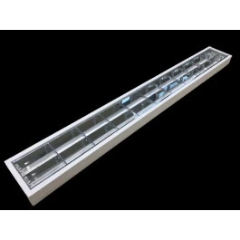 LUMINÁRIA DE SOBREPOR 120X30CM C/ALETA DE ALUMINIO PARA LÂMPADA T8 2x18W 32W 40W 