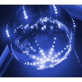 BOLA ILUMINADA COM LED DIGITAL PISCA MULTI FUNÇÕES 30cm Azul