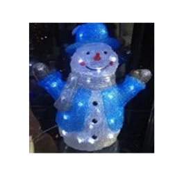 BONECO DE NEVE DE ACRÍLICO AZUL LED 8 FUNÇÕES 220V 29x 35cm