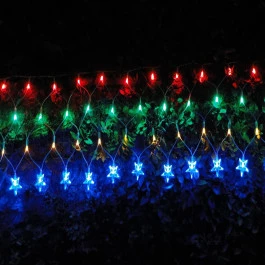 CASCATA 120 LÂMPADAS LED COLORIDO COM ESTRELA FIXO 220V FIO BRANCO 4M