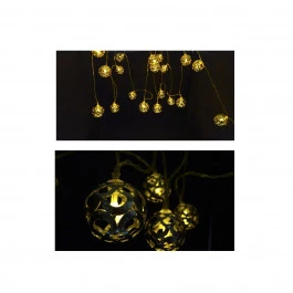 PISCA BOLA DOURADA 20 LÂMPADAS LED AMARELO FIXO BIVOLT FIO AMARELO 3,5M