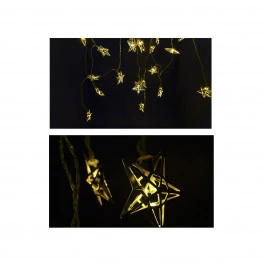 PISCA ESTRELA DOURADA 20 LÂMPADAS LED AMARELO FIXO 2W BIVOLT FIO AMARELO 3,5M 