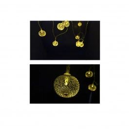 PISCA GLOBO DOURADO 15 LÂMPADAS LED AMARELO FIXO 2W FIO AMARELO 2,5M