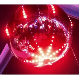 BOLA ILUMINADA COM LED DIGITAL PISCA MULTI FUNÇÕES 30cm Vermelho