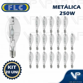 LÂMPADA VAPOR METÁLICO OVOIDE 250W 5200K(BRANCO LUZ DO DIA)E40 HQI-E KIT20