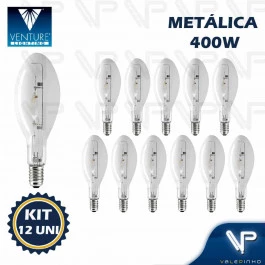 LÂMPADA VAPOR METÁLICO OVOIDE 400W 4000K(BRANCO NEUTRO)E40 HPI-E KIT12