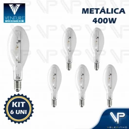 LÂMPADA VAPOR METÁLICO OVOIDE 400W 4000K(BRANCO NEUTRO)E40 HPI-E KIT6