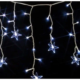 CASCATA 120 LÂMPADAS LED 6500K(BRANCO FRIO)COM ESTRELA FIXO 127V FIO BRANCO 4M