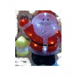 PAPAI NOEL ACRÍLICO COM LAMPIÃO LED 8 FUNÇÕES 220V 18 x 30cm