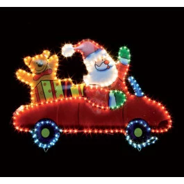 PAINEL NOEL NO CARRO COM MANGUEIRA LED COLORIDA 87x51cm