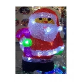 PAPAI NOEL EM ACRÍLICO COM 40 LEDS 8 FUNÇÕES 220V 18 x 30cm