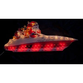 PAINEL PAPAI NOEL NA LANCHA 75 LEDS 220V 8 Funções Colorida 60cm