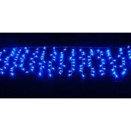 CASCATA 200 LÂMPADAS LED AZUL 8 FUNÇÕES 127V FIO BRANCO 5M