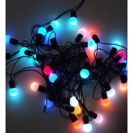 PISCA 40 LÂMPADAS LED BOLINHA COLORIDA FIXO 127V FIO PRETO 4,70M