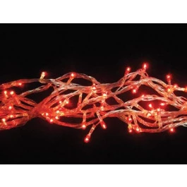 PISCA 100 LÂMPADAS LED VERMELHO 8 FUNÇÕES 127V FIO TRANSPARENTE 10M