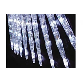 TUBO 8 PINGENTES DE GELO RETORCIDO SUPER LED BRANCA 23cm