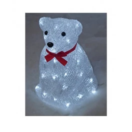 URSO EM ACRÍLICO (SENTADO) LED BRANCA 8 FUNÇÕES 220V 18x28cm