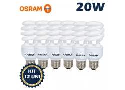 LÂMPADA COMPACTA ESPIRAL MINI OSRAM 20W 220V 2700K(BRANCO QUENTE)E27 DULUXSTAR TWIST KIT12