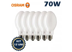 LÂMPADA VAPOR SÓDIO OVOIDE OSRAM 70W 2000K(BRANCO QUENTE)E27 SIL NAV/SON-E KIT12