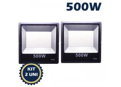 REFLETOR HOLOFOTE LED SMD  500W 6500K(BRANCO FRIO)BIVOLT IP66 ECO KIT2