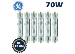 LÂMPADA VAPOR METÁLICO DUPLO CONTATO GE 70W 4200K(BRANCO NEUTRO)Rx7s KIT12