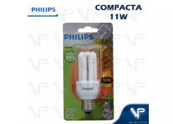 LÂMPADA COMPACTA 3U MINI PHILIPS 11W 127V 2700K(BRANCO QUENTE)E27 GENIE