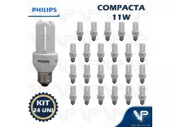 LÂMPADA COMPACTA 3U MINI PHILIPS 11W 127V 2700K(BRANCO QUENTE)E27 GENIE KIT24 